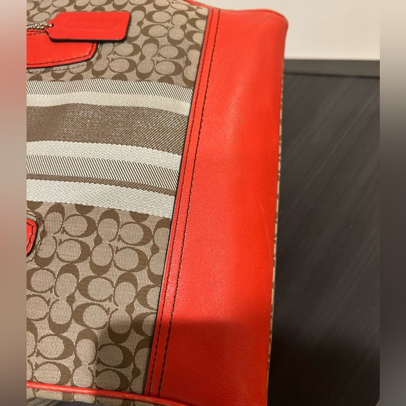 Coach Legacy Stripe Candace Carryall Tote Purse Brown /Orange  EUC - Picture 11 of 13